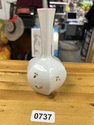 Small White Vase With Floral Accents