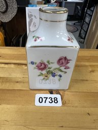 Rectangular Floral Vase With Gold Accents