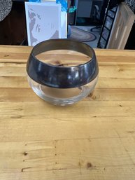 Small Glass With Silver Band