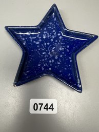 Star Dish With Blue & White Glaze