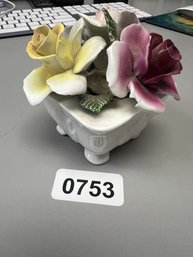 Vintage Ceramic Flowers In Ceramic Pot