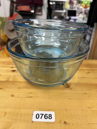 Set Of 2 Anchor Hocking Blue Glass Bowls