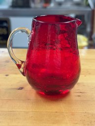 Red Crackle Glass Vase #1