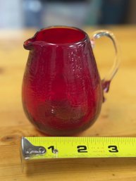 Red Crackle Glass Vase #2