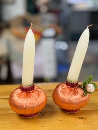 Groovy Vintage Candle Sticks Set Of 2