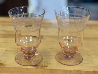 Set Of 2 Pink Depression Glasses