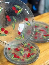 Set Of 10 Cherry Plates 6 Large And 4 Small