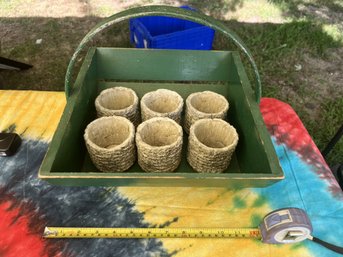 Set Of 6 Small Plant Pots With Basket