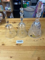 Vintage Glass/Crystal Bell Lot Of 3