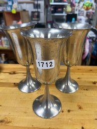 3 Metal Goblets 1 Daalderop And 2 Made In Holland
