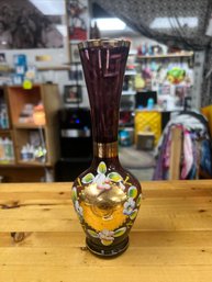 Hand Painted Amethyst Glass Vase
