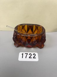 Amber Colored Salt Cellar With Spoon