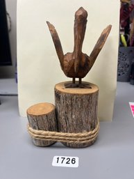 Wooden Carved Pelican Statue