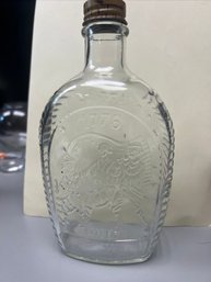 Vintage Log Cabin Glass Syrup Bottle
