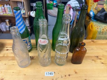 Lot Of 8 Misc Vintage Glass Bottles  Some NAME BRANDS