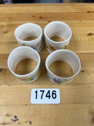 Set Of 4 Vintage Ceramis Flower Themed Napkin Holders