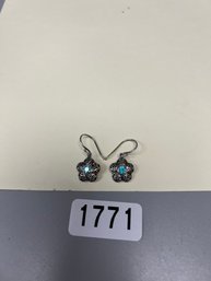 Charming Sterling Silver Flower Earrings With Blue Accents
