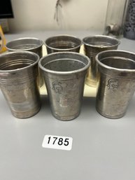 Set Of 6 Aluminum Cups Featuring  2 Trojan Soldiers