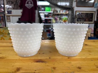 Vintage Milk Glass Hob Knob Planters