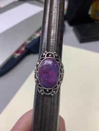 Sterling Silver Ring With A Purple Colored Stone In Size 7 3/4