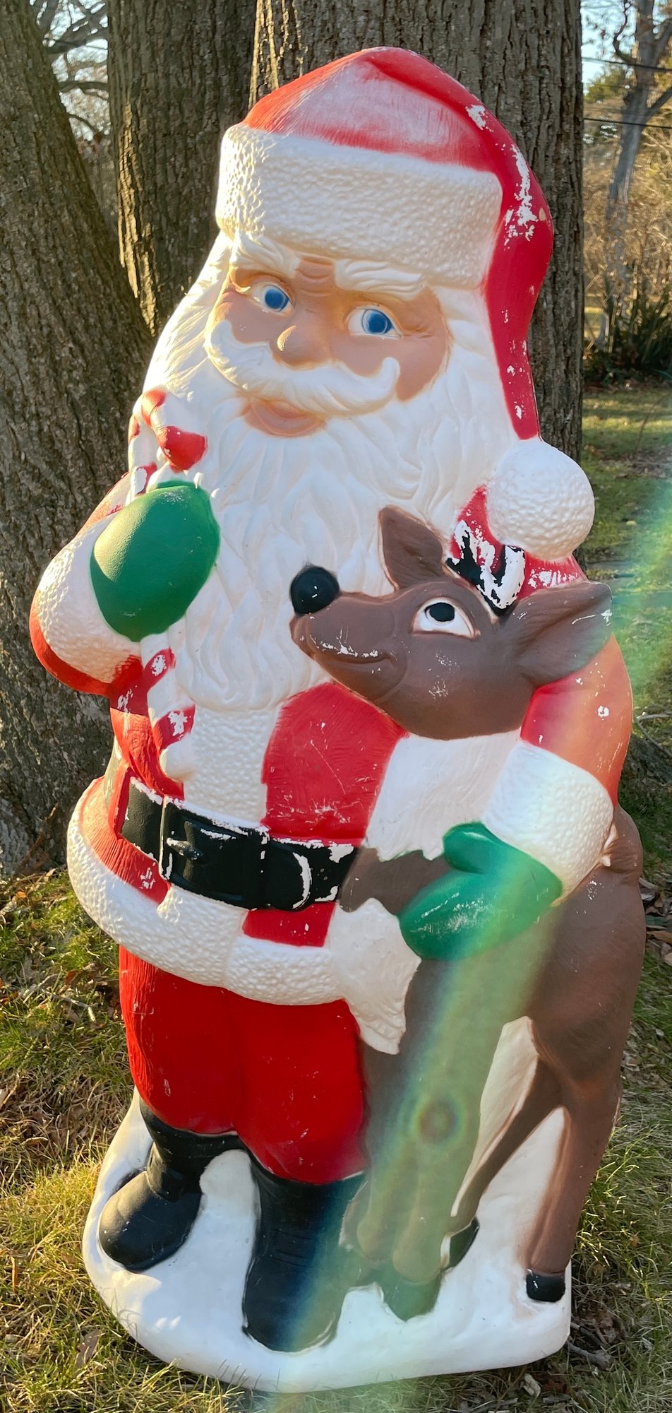 Vintage Santa Claus With Reindeer Blow Mold 40" Tall #2290 ...