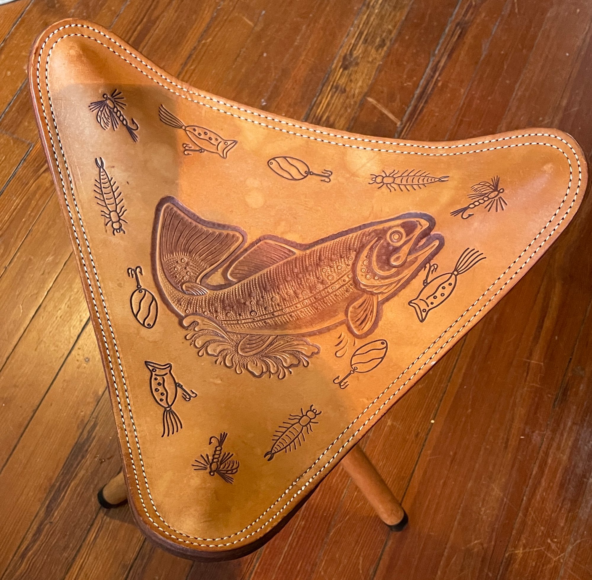 Chambers Of Phoenix Hand Tooled Folding Tripod Saddle Seat Fishing