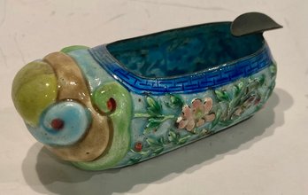 Colorful Chinese Enameled Shoe Shaped Ashtray