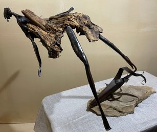 Large Lubomir Tomaszewski Fine Art Bronze Wood Sculpture POSING BALLERINA Signed - 48'