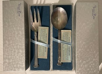 LUXOR PLATE Wallace Silversmith's Serving Fork And Serving Spoon In Original Boxes - Rare