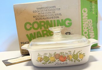 OLD STOCK 1 QT Corning Ware SPICE Of LIFE LEchalote Casserole A-1-B W/ Pyrex Lid, Open Box