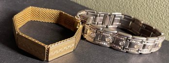 Two Vintage Bracelets Gold & Silver Tone - Wearable 8', 7'