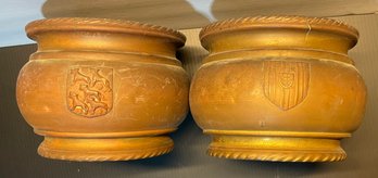 Vintage Pair Of Belgium Brass Bowls / Planters - See Pic.