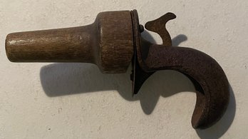 Antique Cast Iron And Wood Clicker Toy Pistol - Not Cap Gun - Pre-Kenton Toy