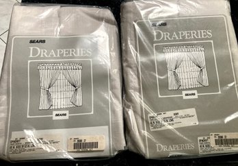 Set Of Two New In Package  Vintage  48 X 63 Ivory Drapes - Sears