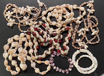Lot Of 7 Shell Necklaces And Bracelet - Various Sizes And Styles As Shown
