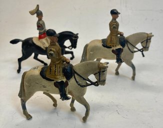 Set Of Three Vintage Britains Ltd Toy Soldiers On Horseback - Battle Scarred