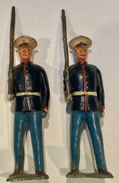 Two Vintage  Marching Lead Marines - Made In England