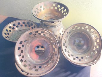 11 Early Mid-Century Pick-Barth & Co. Nickel Silver Restaurant Ware Reticulated Bowls - Likely Butter Chillers