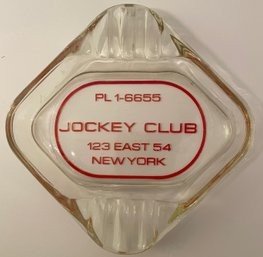 Extremely Rare JOCKEY CLUB NYC Glass Ashtray - 1969-1971