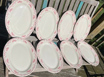 Set Of 8 Homer Laughlin American Rose Plate / Platter Oval 11.5x11' Ea. (Lot #2 Of 2) Large Restaurant Qualit