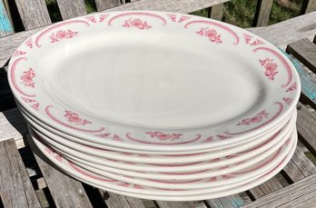 Set Of 8 Homer Laughlin American Rose Plate / Platter Oval 11.5x11' Ea. (Lot #1 Of 2) Large Restaurant Quality