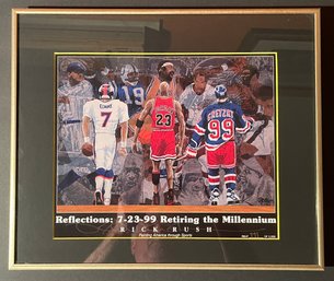 Jordan, Gretzky, Elway Litho Created By Rick Rush & Limited To 5000 W/Certificate, #771/5000