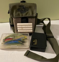 White River Fly Fishing Hip/Chest Tackle Bag With Containers Of Lures & Flies