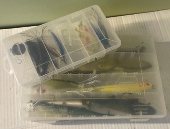 2 PLANO Plastic Fishing Tackle Storage Containers With Lures As Pictured