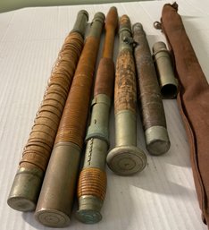 Lot Of 5 Antique Early Fly Rod Handles And Pieces - LEONARD Etc