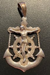 925 Silver Mariner Crucifix Anchor Cross Pendant 9.2 Grams
