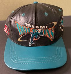 1990s Vintage Miami Dolphins PRO ELITE Leather Team NFL Strapback NFL Cap