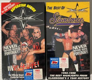 2 Vintage Sealed WCW Wrestling VHS Tapes - Hulk Hogan, Slamboree, NWO