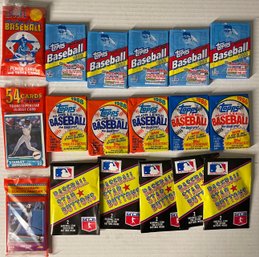 Unopened Vintage Baseball Packs -1988 SCORE Cello 3-Pack, 1992 MLB STAR BUTTONS & TOPPS 1988, 1992