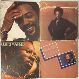 Lot Of 4 Vinyl Records: QUINCY JONES, CURTIS MAYFIELD, EDDIE KENDRICKS